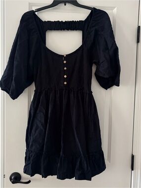 Free People Black Endless Summer Picnic Smocked Dress